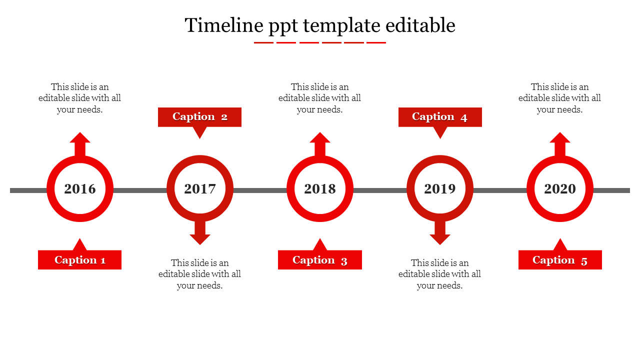 timeline ppt template editable-5-Red